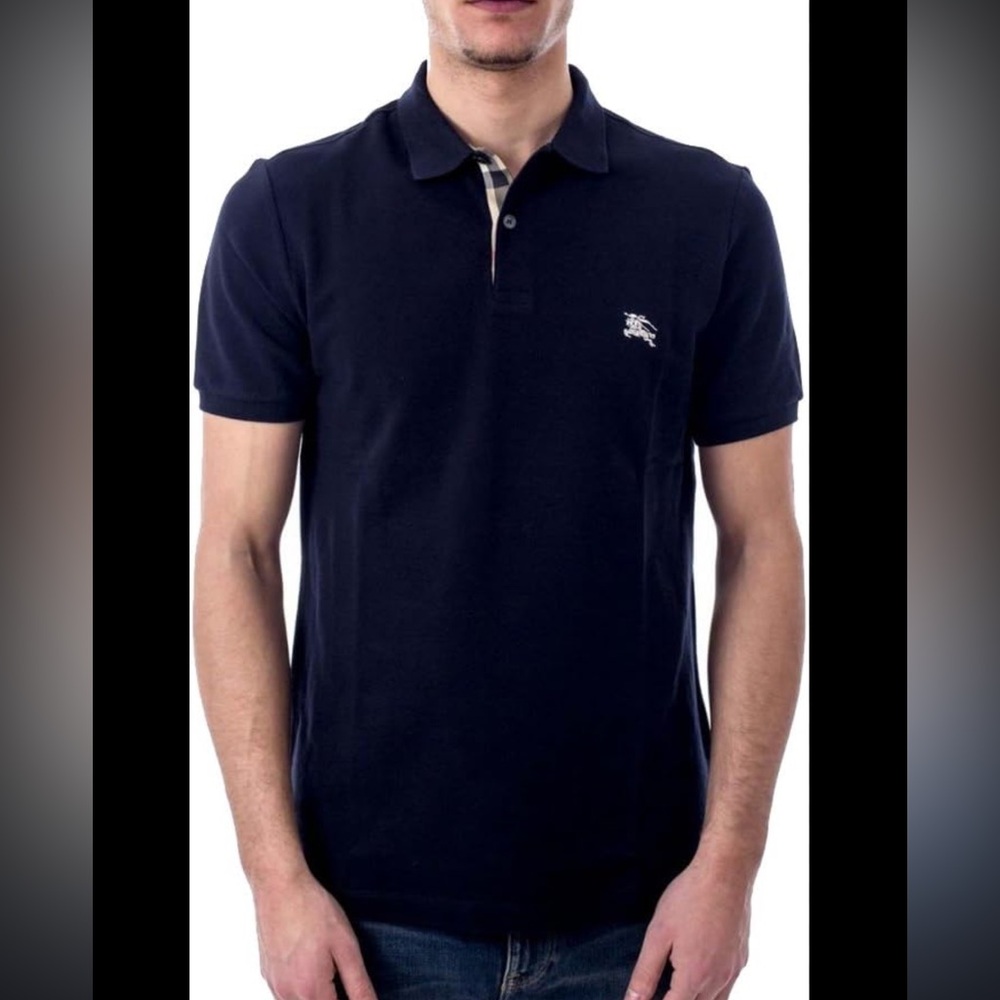 BURBERRY MENS NAVY BLUE POLO